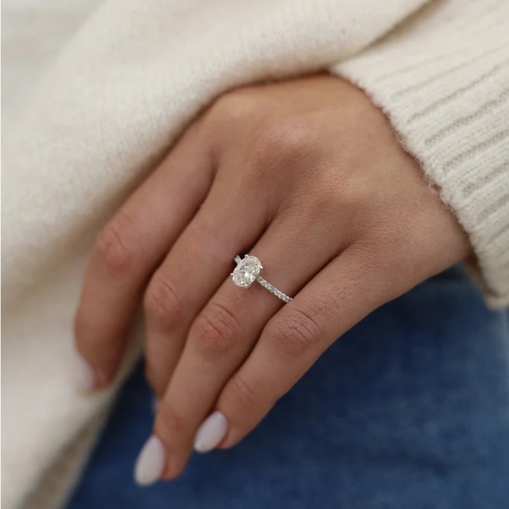 2 Carat Oval Cut Moissanite Engagement Ring By North Jewelry - Picture 3 of 6